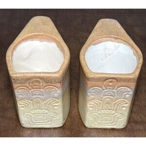 2 Rodolfo Padilla Aztec Design Drip Glaze Pottery Mugs Stacking Stoneware EUC